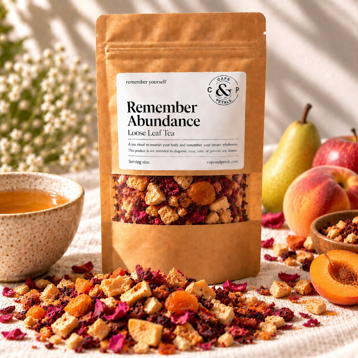 Remember Abundance loose leaf tea by Caps & Petals