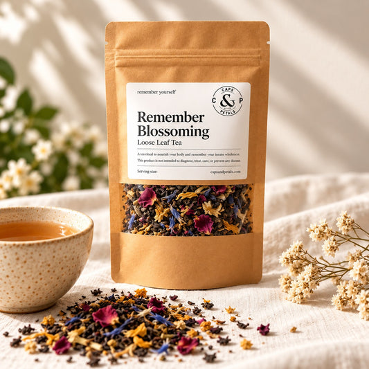 Remember Blossoming loose leaf black tea by Caps & Petals
