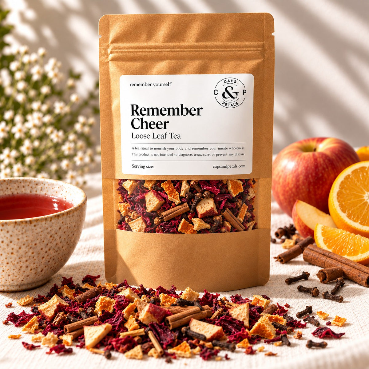 Remember Cheer loose leaf tea by Caps & Petals