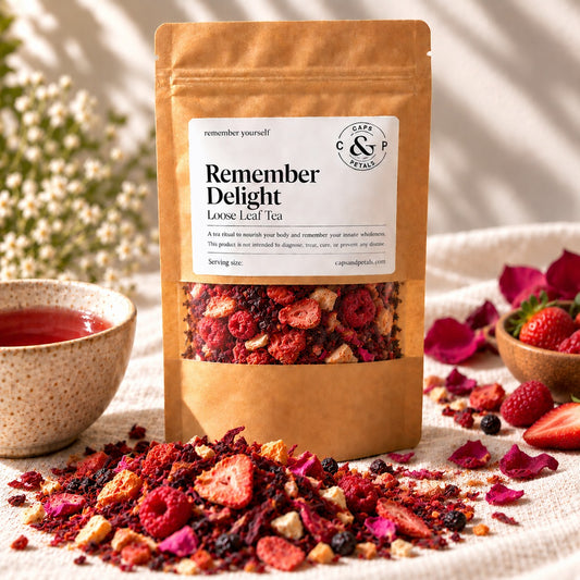 Remember Delight loose leaf tea by Caps & Petals