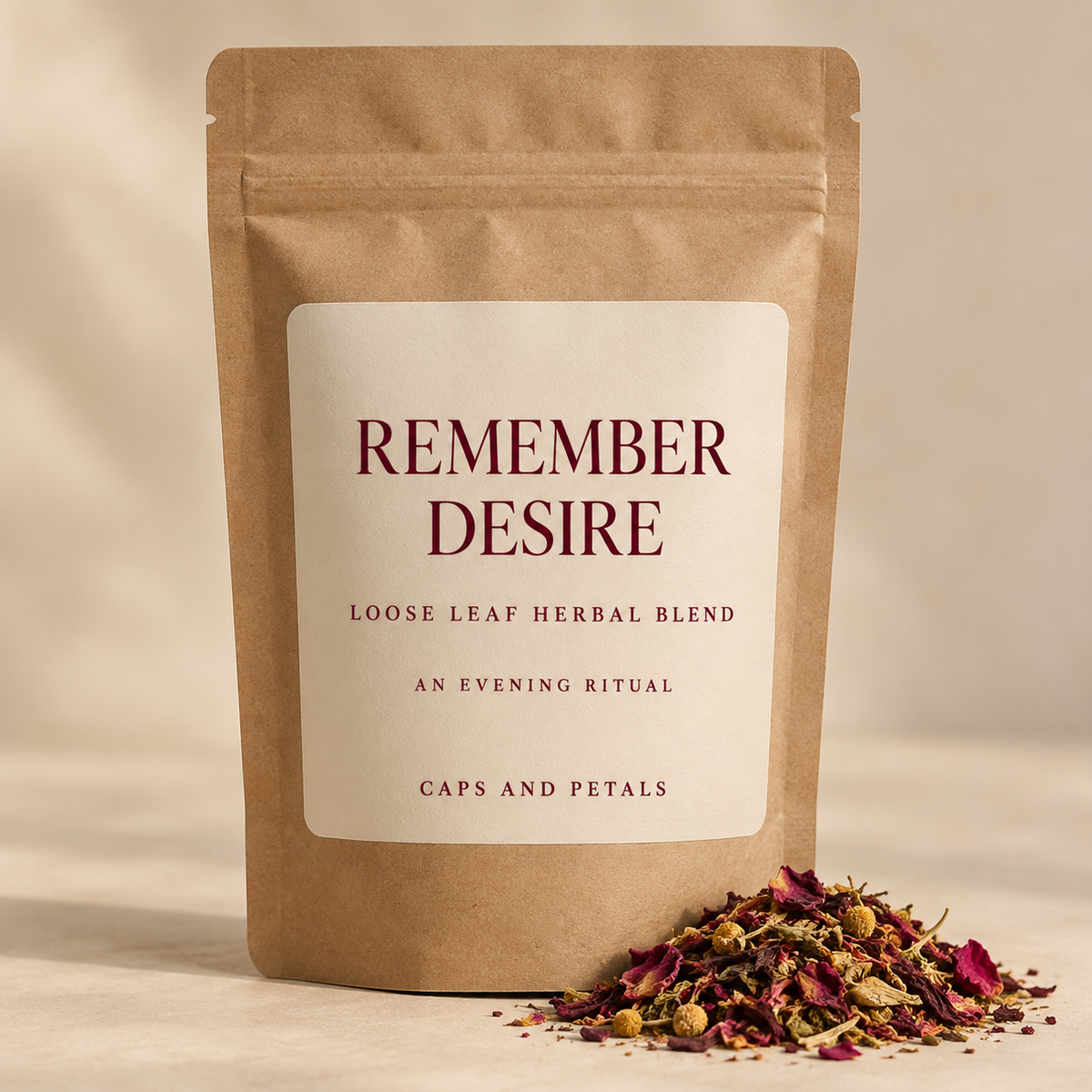 Remember Desire loose leaf herbal blend by Caps and Petals