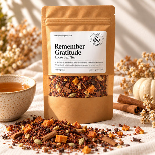 Remember Gratitude loose leaf tea by Caps & Petals