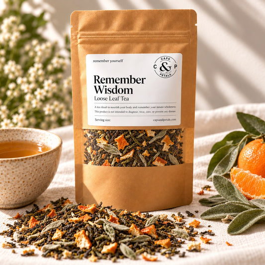 Remember Wisdom loose leaf tea by Caps & Petals