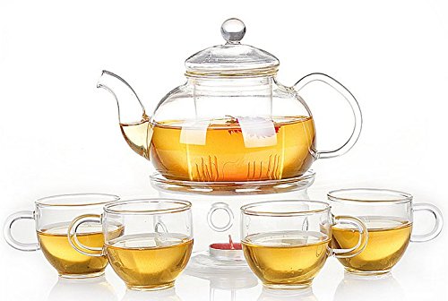 Gathering Circle Glass Tea Set with Warmer and 4 Cups